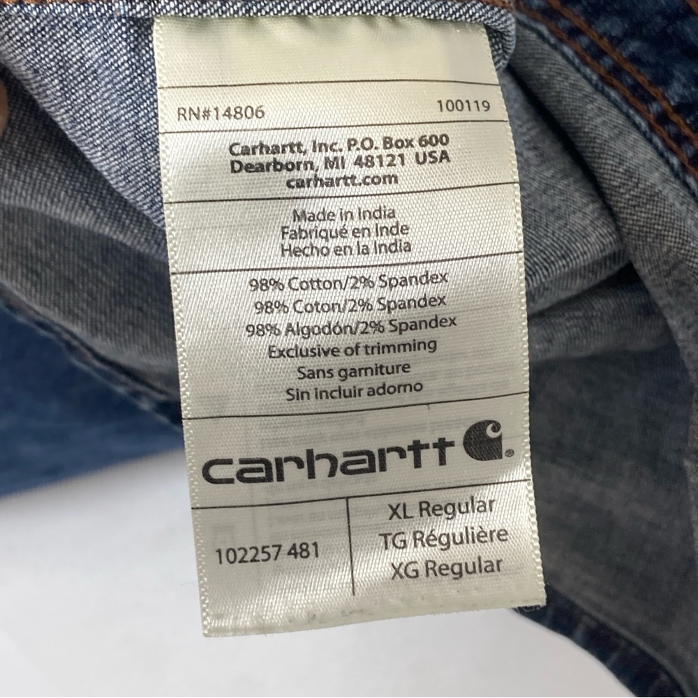 Carthartt Shirt Men's XL Relaxed Fit Blue Denim Cottagecore Workwear Western - Picture 13 of 16